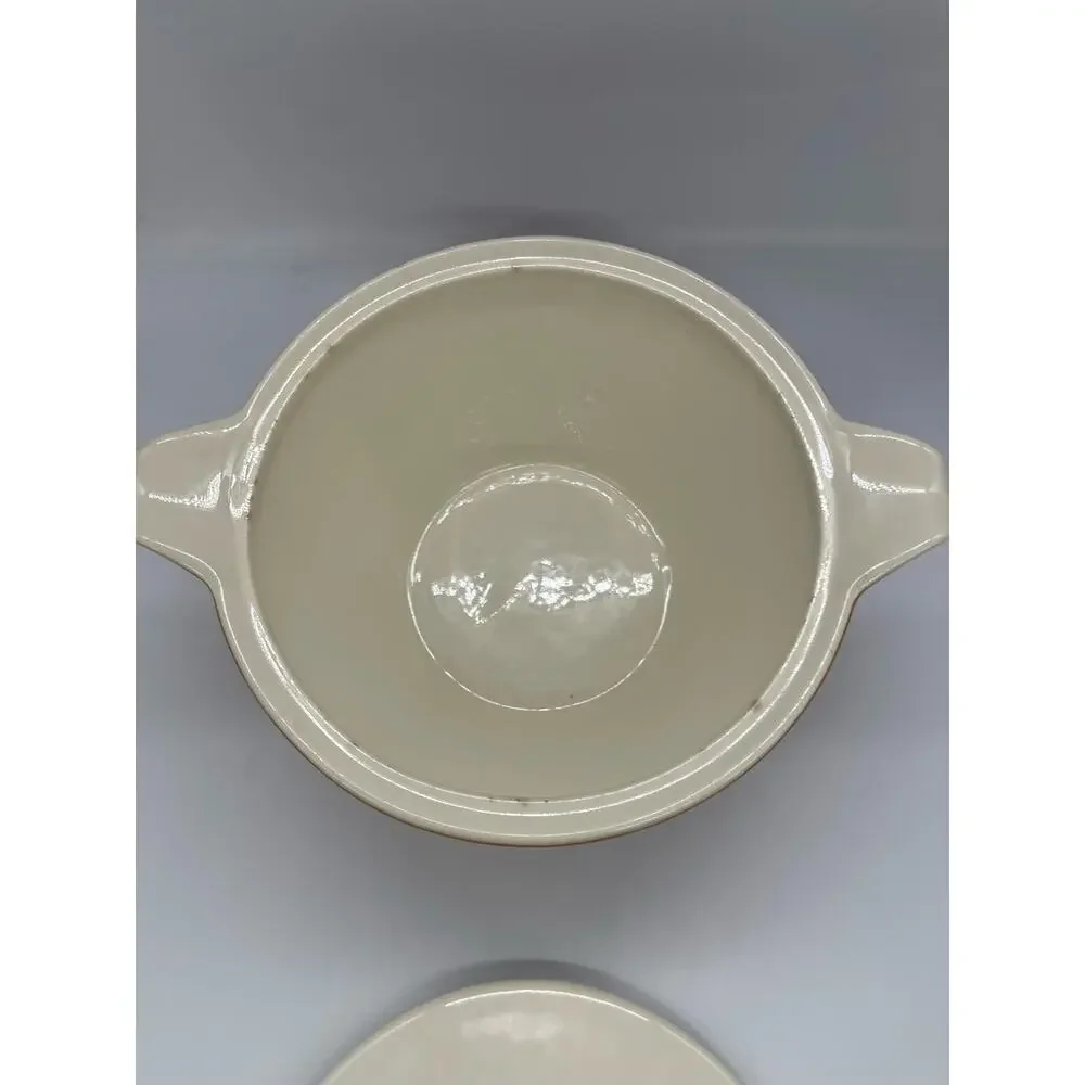 Vintage MCM Royal China Star Glow Covered Casserole Serving Dish Rust Brown